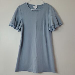 Sundays By We Are Sundays Blue Maverick Dress Size Medium Ruffle Sleeves Mini